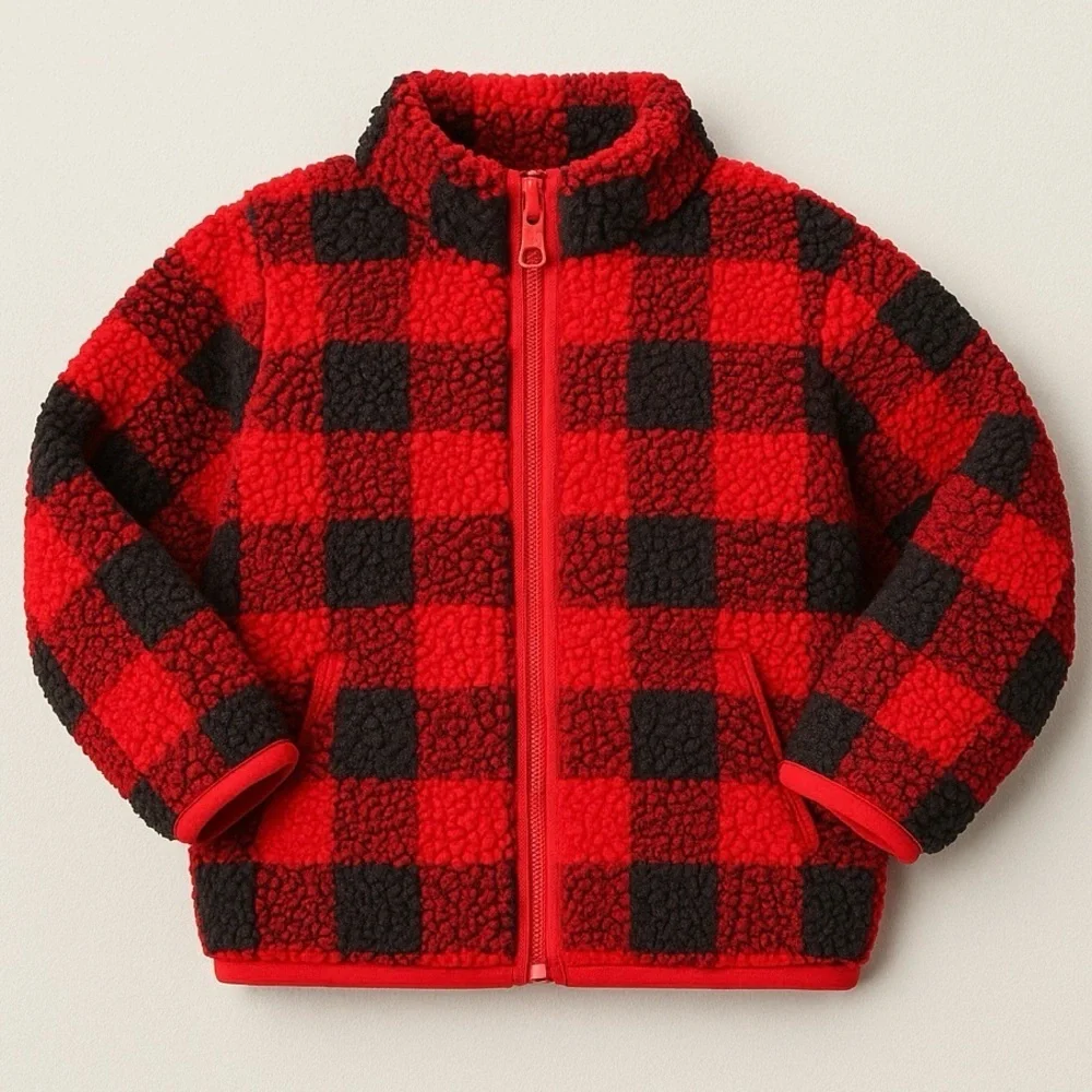 Buffalo Plaid Sherpa Fleece Jacket